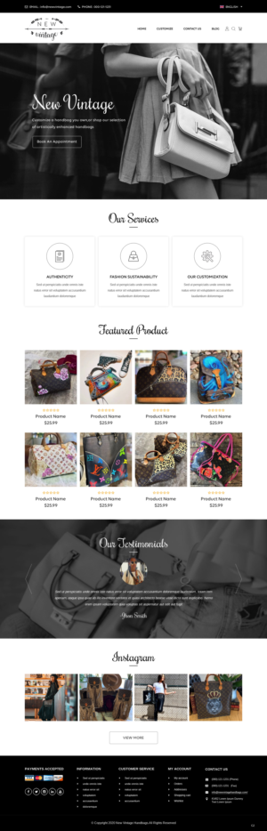 Landing Page Design by pb for New Vintage Handbags | Design: #25961109