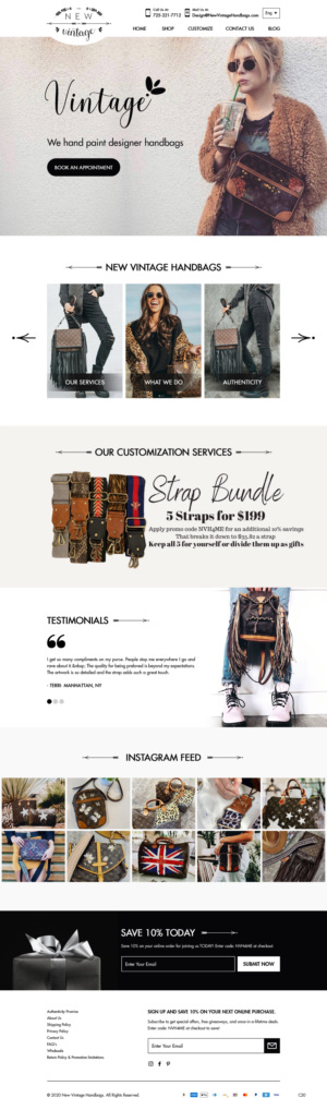 Landing Page Design by pb for New Vintage Handbags | Design: #25961112