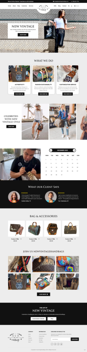 Landing Page Design by pb for New Vintage Handbags | Design: #25961118