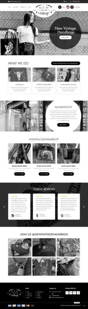 Landing Page Design by pb for New Vintage Handbags | Design: #25961119
