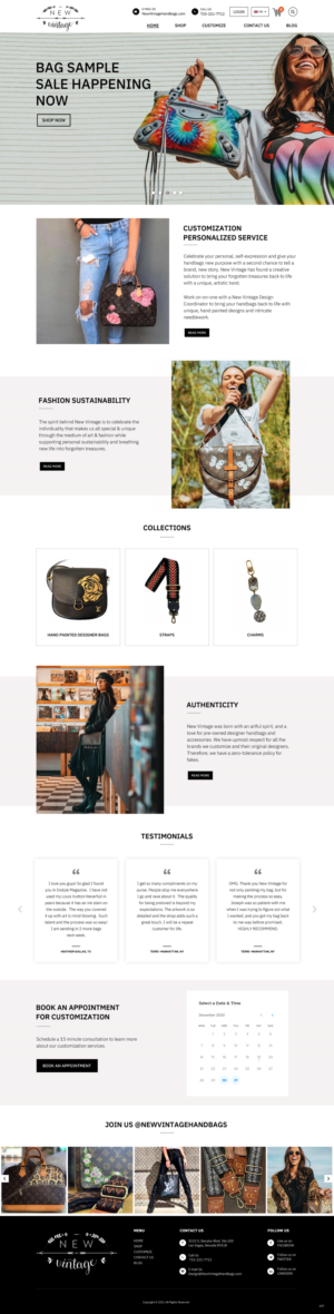 Landing Page Design by pb for New Vintage Handbags | Design: #25961131