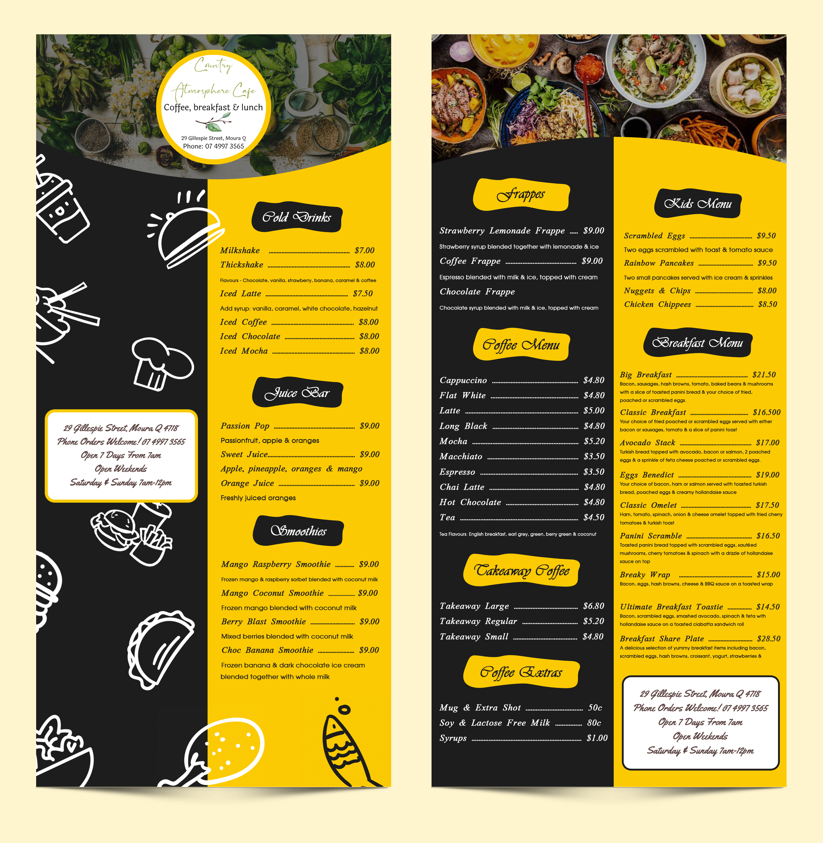 Design de Menu par MAZY pour Country Atmosphere Cafe | Design #25976854