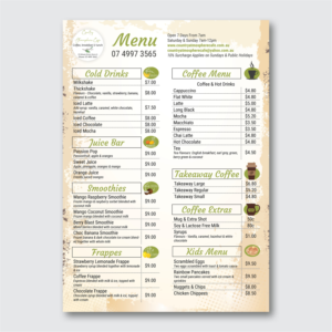 Menü-Design von Manobo Graphic Design Services für Country Atmosphere Cafe | Design: #25973694