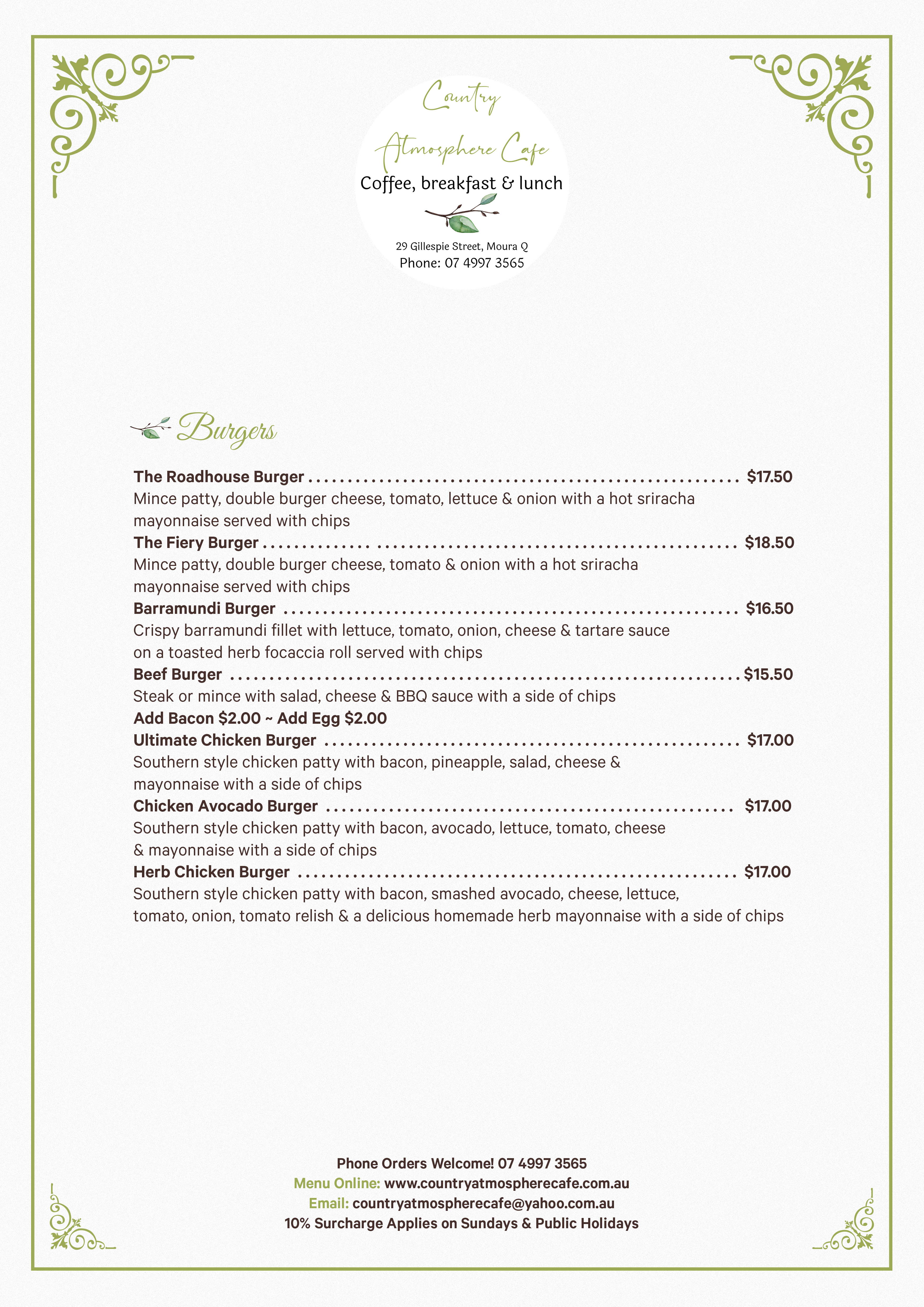 Diseño de Menú por SAI DESIGNS para Country Atmosphere Cafe | Diseño #26028703