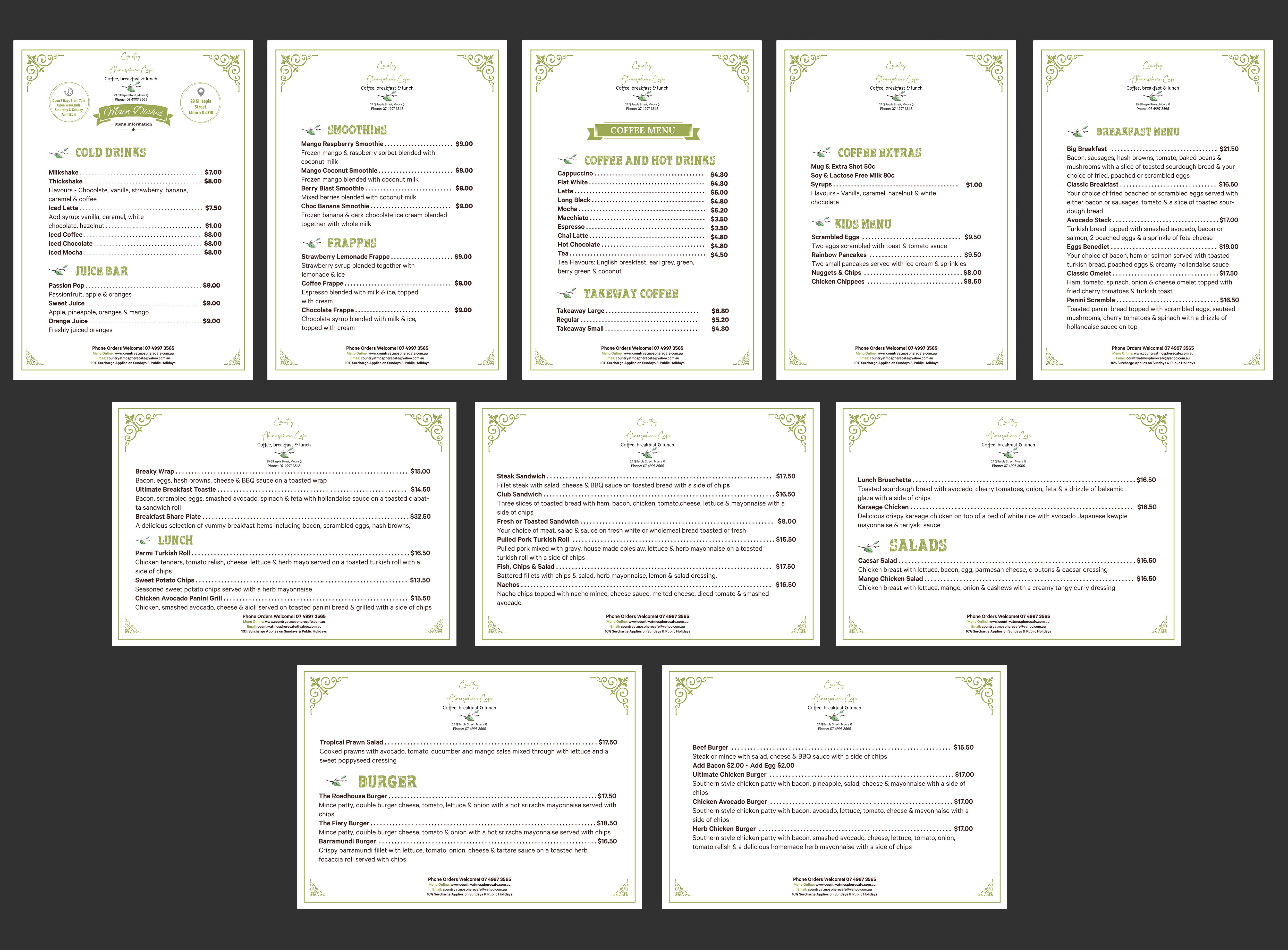 Design de Menu par SAI DESIGNS pour Country Atmosphere Cafe | Design #26039899