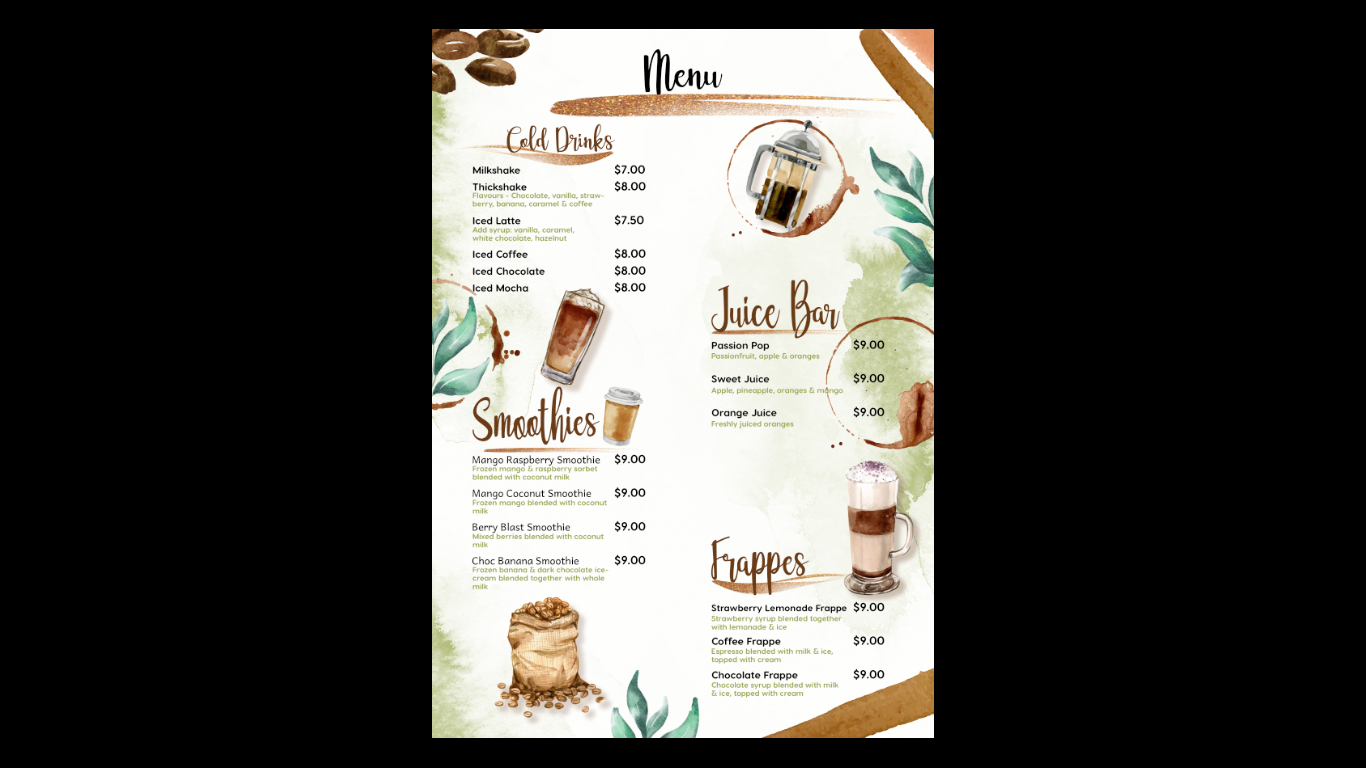 Design de Menu par Sharp-The-Blurs pour Country Atmosphere Cafe | Design #25977553
