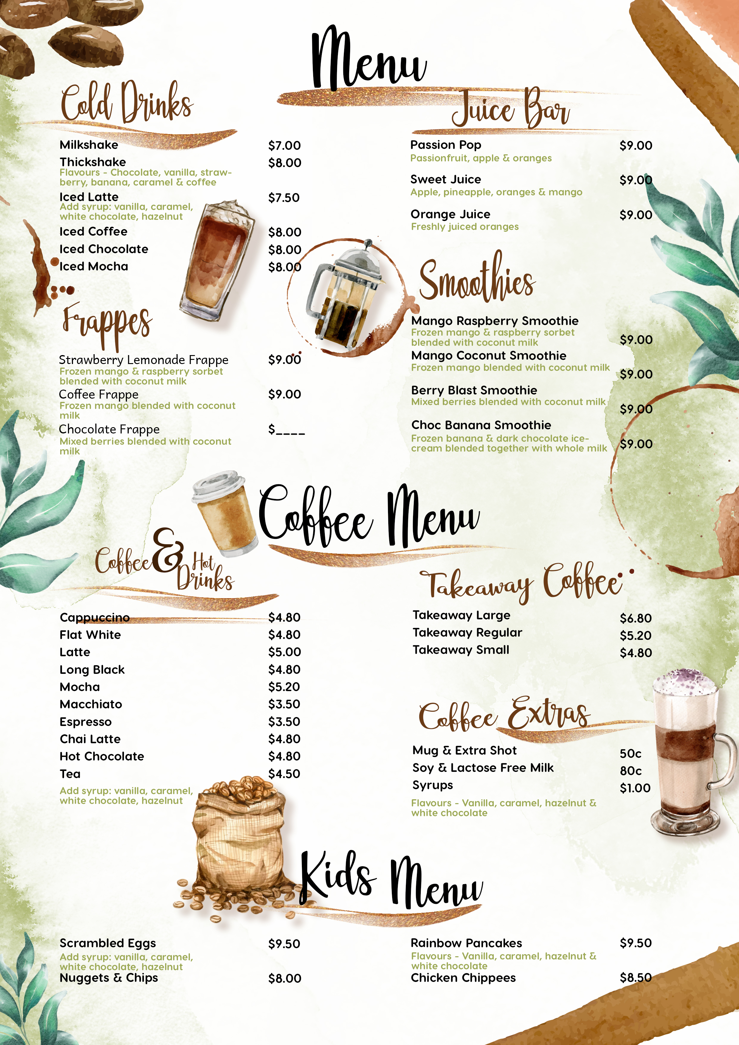 Design de Menu par Sharp-The-Blurs pour Country Atmosphere Cafe | Design #25982041