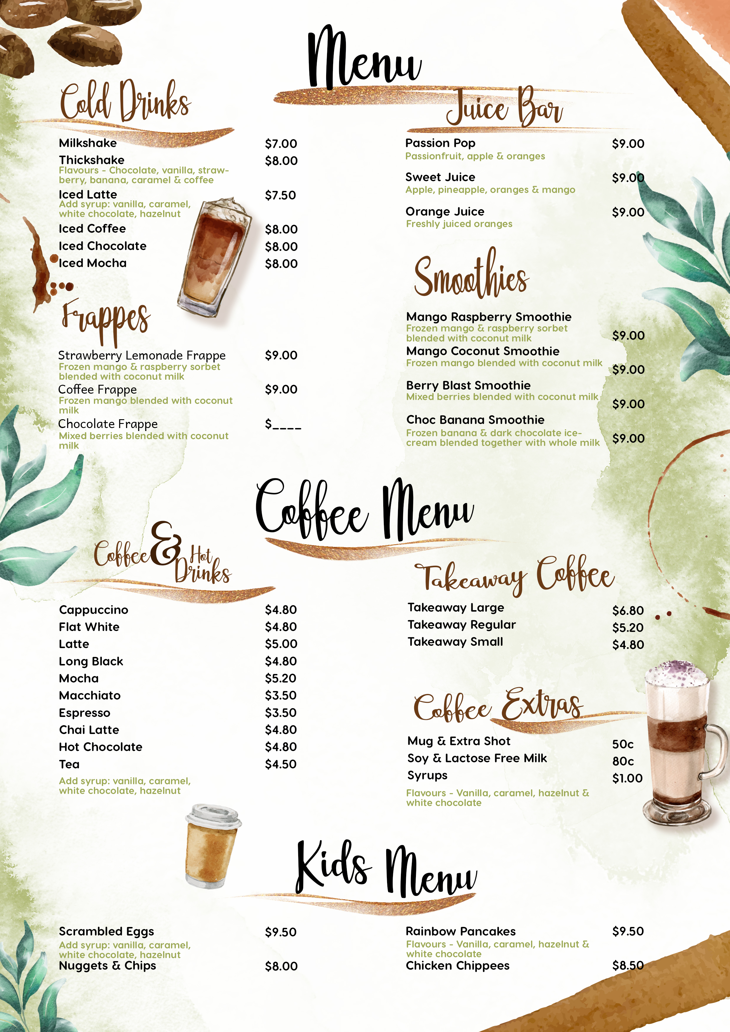 Design de Menu par Sharp-The-Blurs pour Country Atmosphere Cafe | Design #25982042
