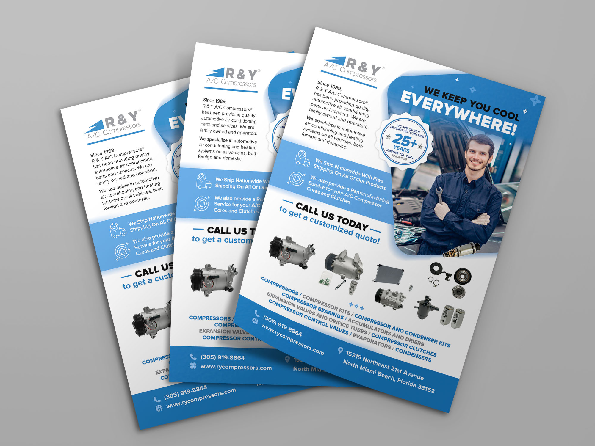 Flyer Design by Ulyana K. for R & Y A/C Compressors  | Design #25981292