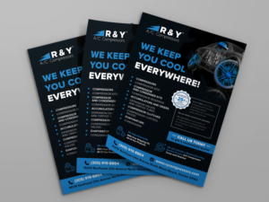 Flyer Design by Ulyana K. for R & Y A/C Compressors  | Design #25982874