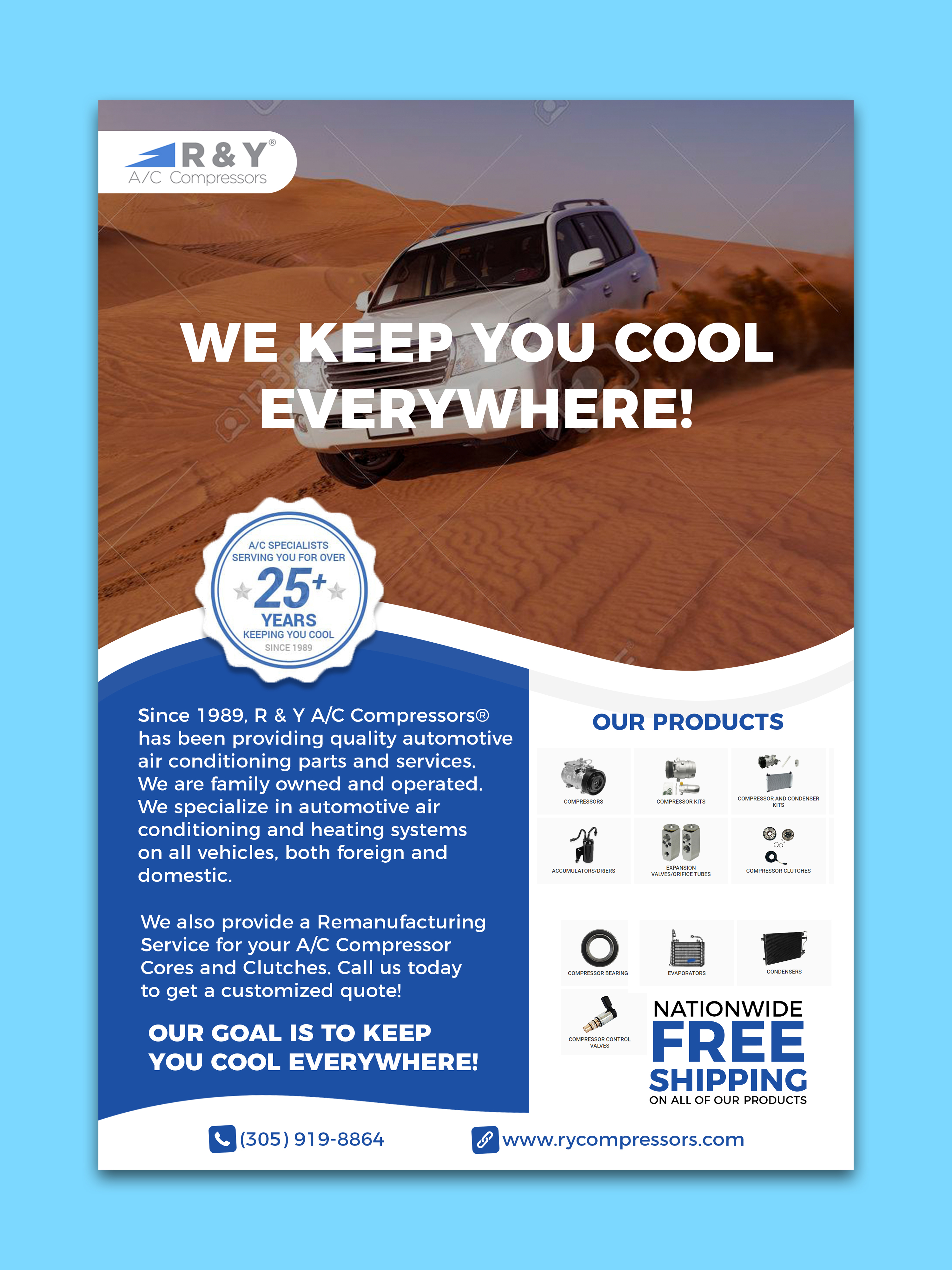 Flyer Design by nguruzzdng for R & Y A/C Compressors  | Design #25983015