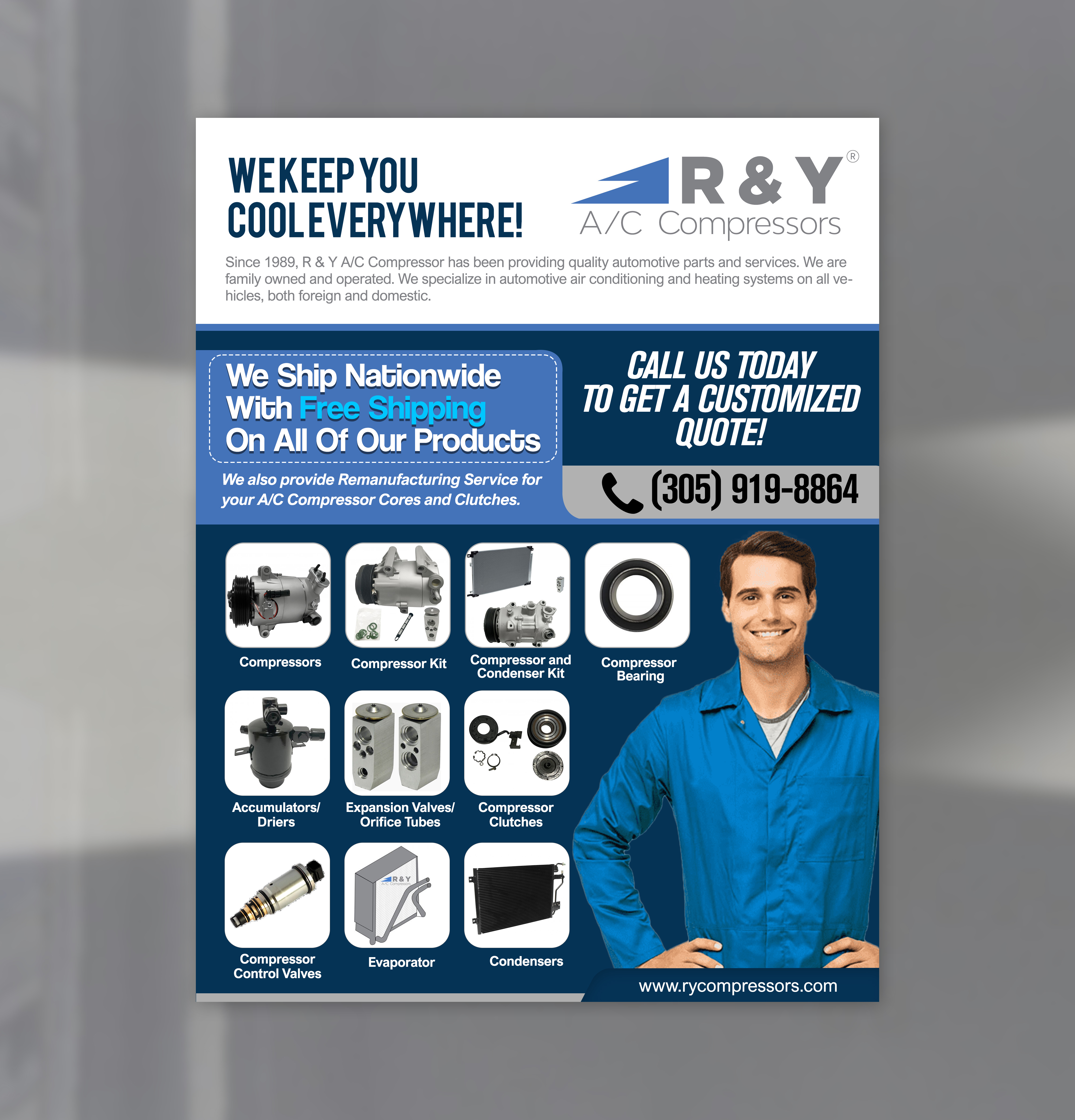 Diseño de Flyer por Black Machine Grafx para R & Y A/C Compressors  | Diseño #25981031