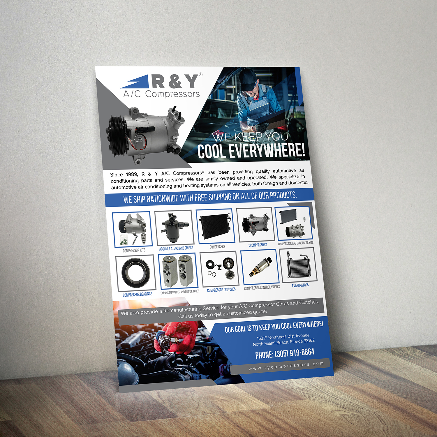 Flyer Design by Maxo-Biz for R & Y A/C Compressors  | Design #25984105