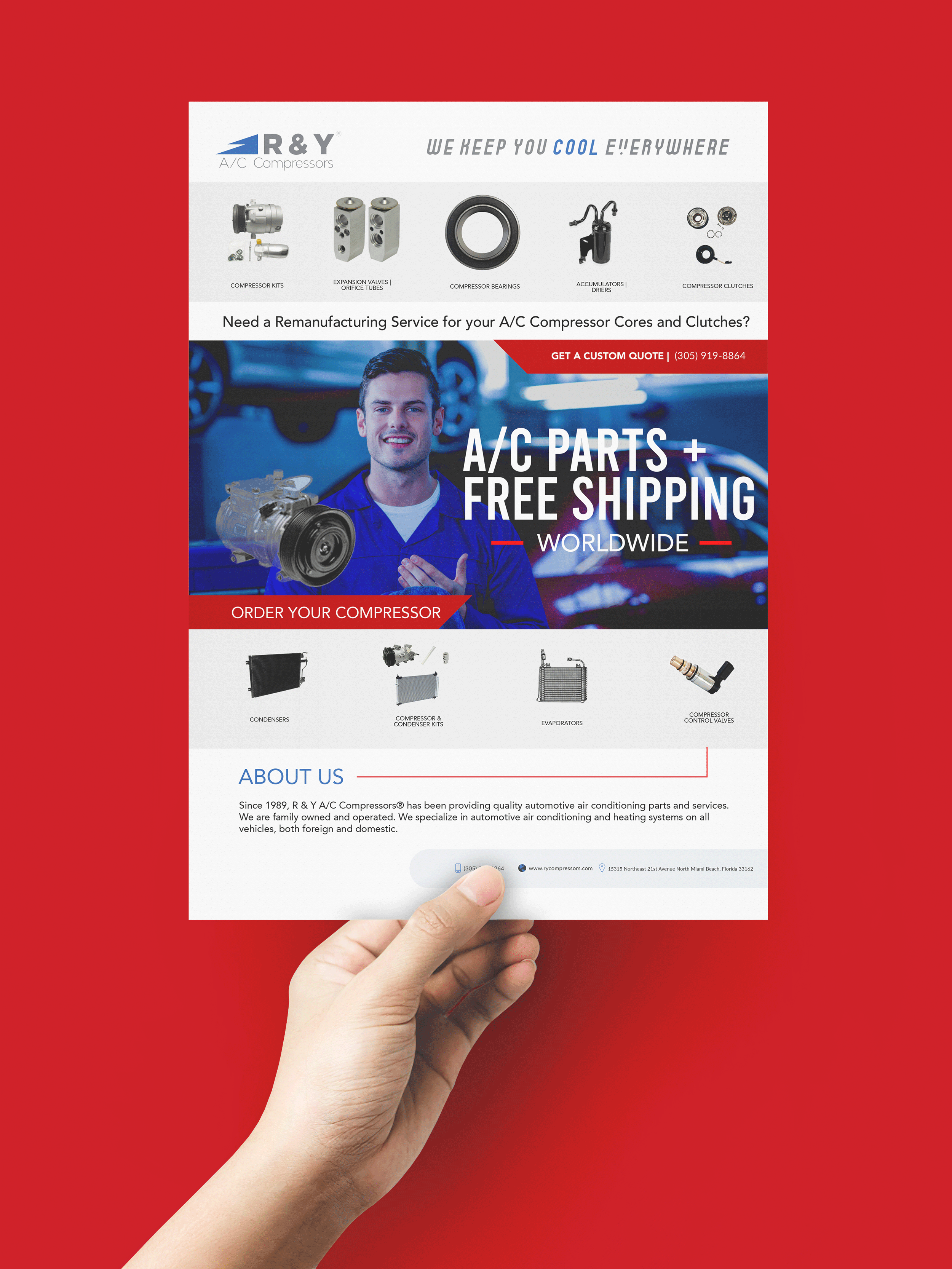 Diseño de Flyer por zaria. para R & Y A/C Compressors  | Diseño #25981339