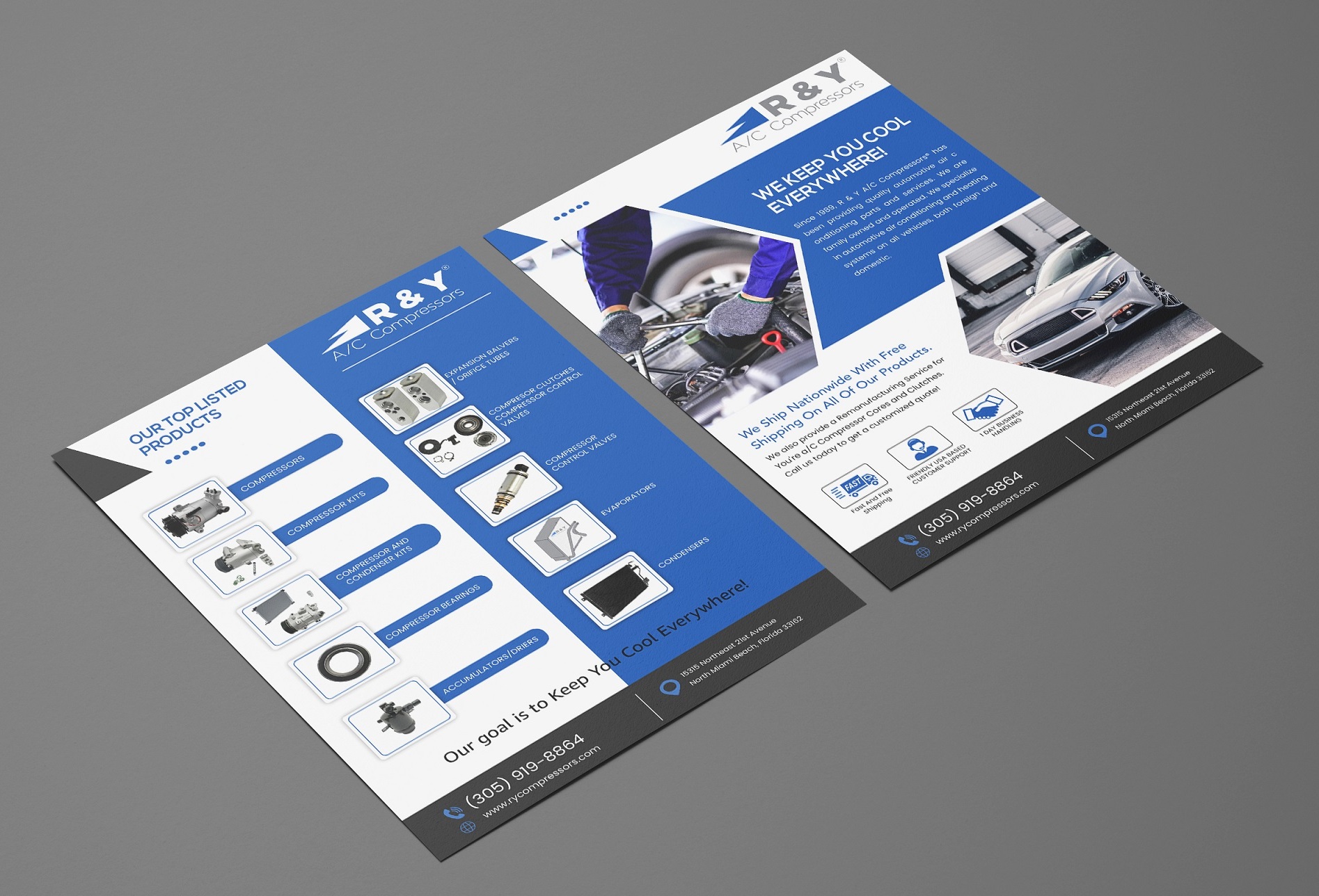 Flyer Design by sonu parmar for R & Y A/C Compressors  | Design #25984283