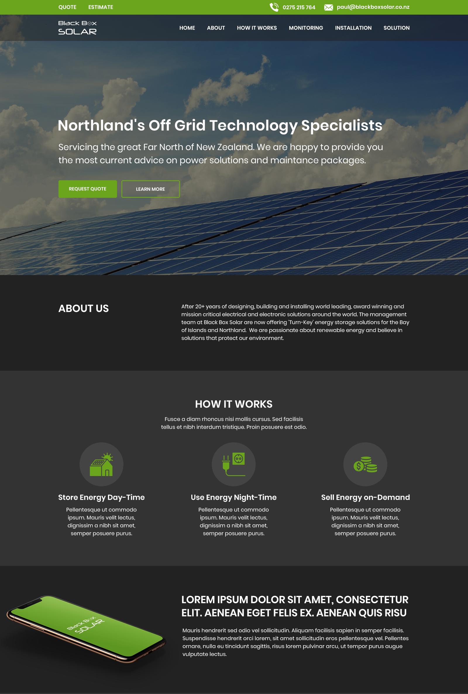 Web Design by Lulu94 for Black Box Solar Limited | Design #26004337