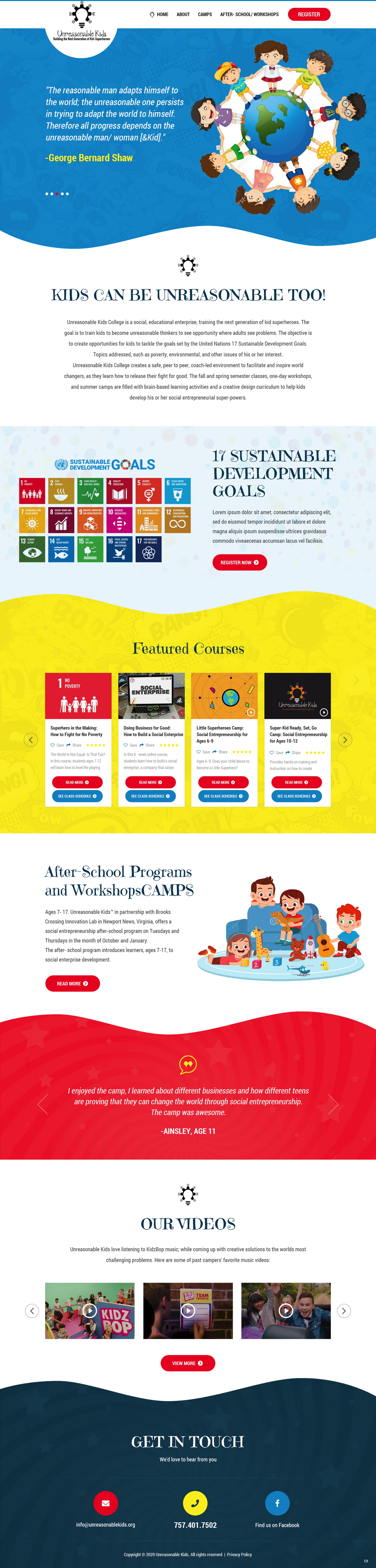 Web Design by pb for Unreasonable Kids College | Design #26000997