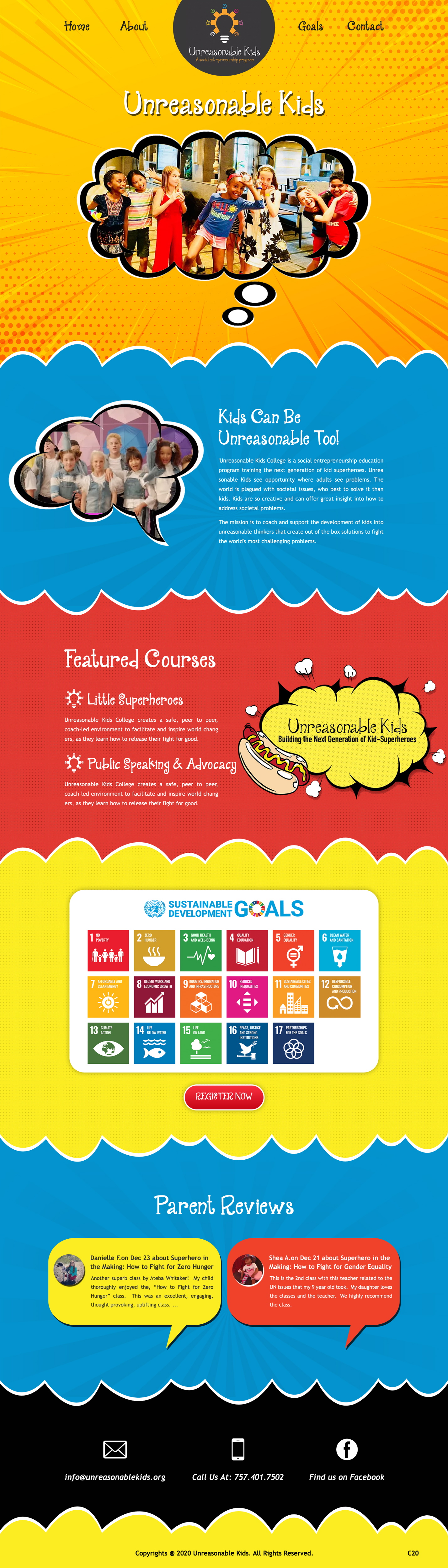 Web Design by pb for Unreasonable Kids College | Design #26000998