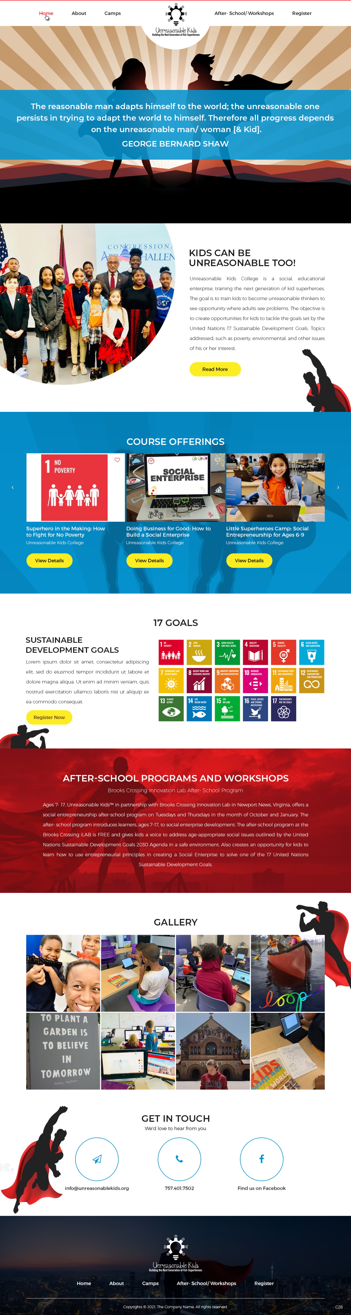 Web Design by pb for Unreasonable Kids College | Design #26001002