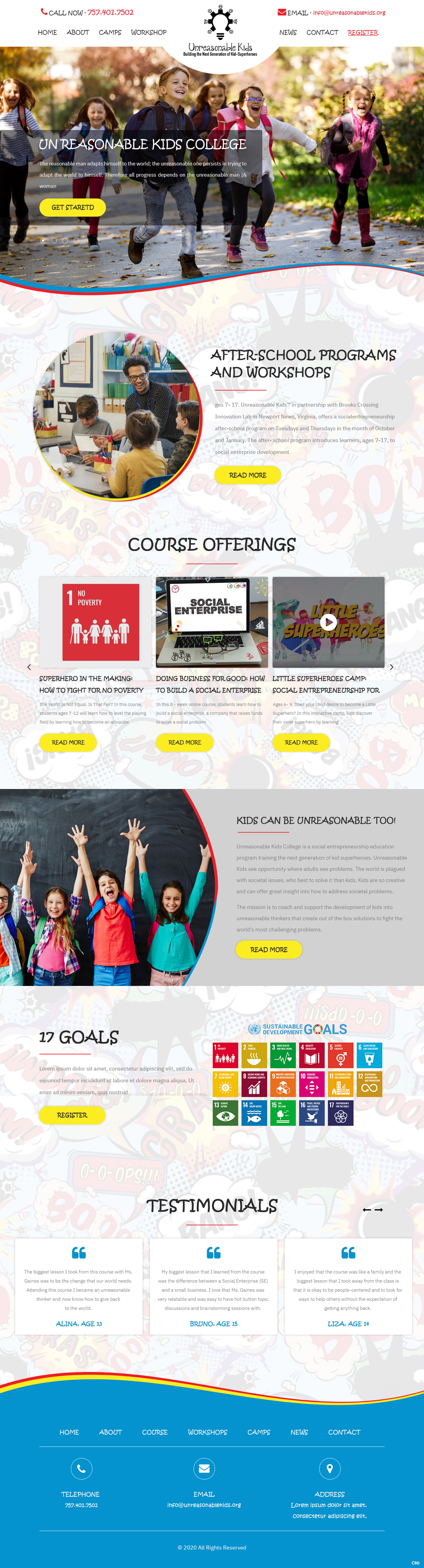 Web Design by pb for Unreasonable Kids College | Design #26001004