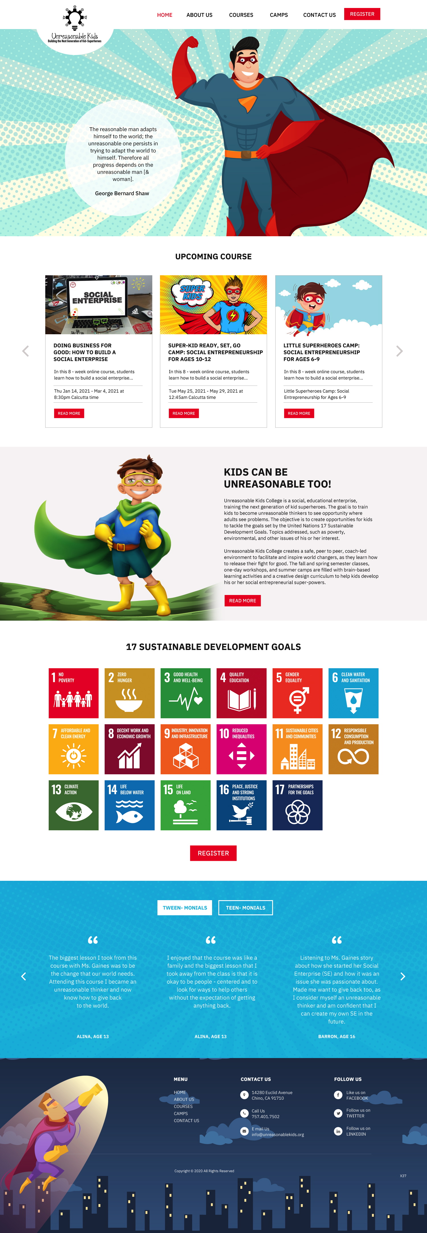 Web Design by pb for Unreasonable Kids College | Design #26001009