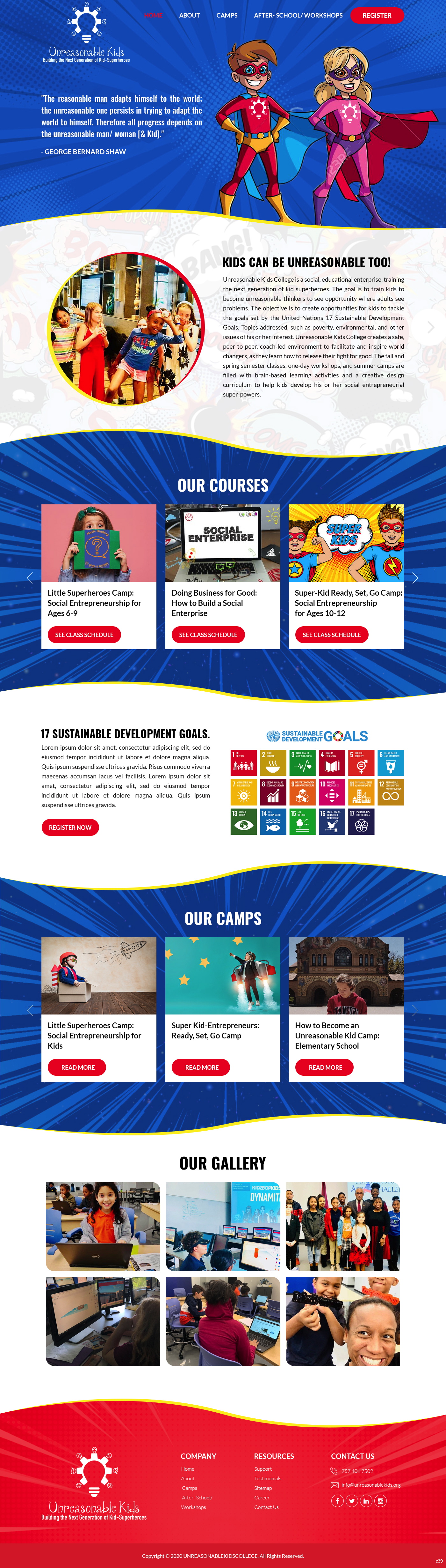Web Design by pb for Unreasonable Kids College | Design #26010684