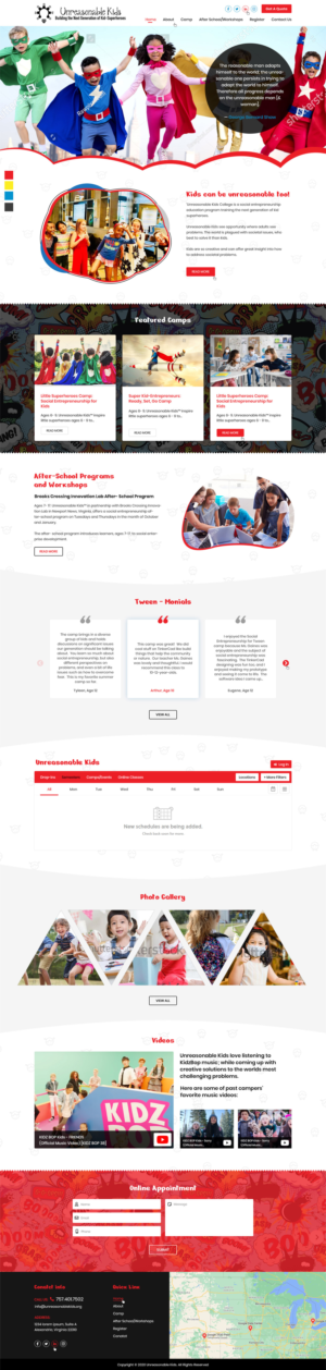 Unreasonable Kids College Website Design- Superhero Theme | Diseño Web por Ved Web Services