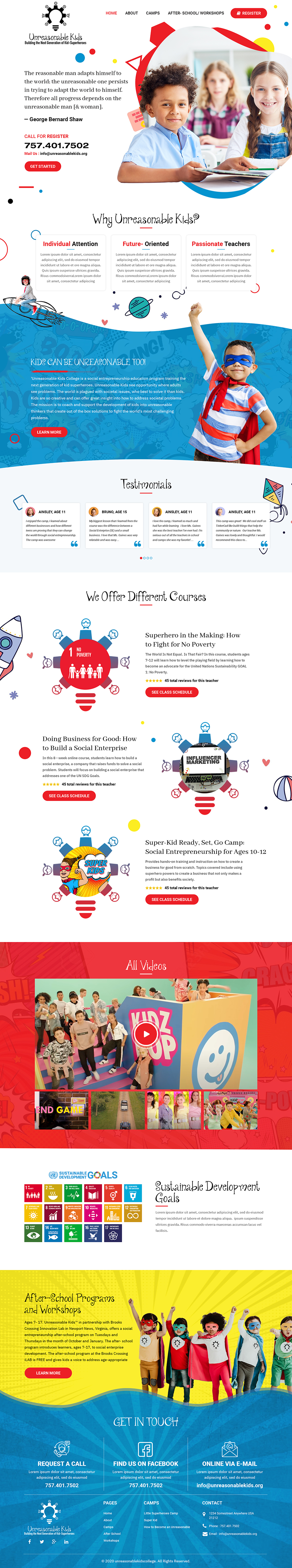 Web Design by Titan Eagle for Unreasonable Kids College | Design #26006586