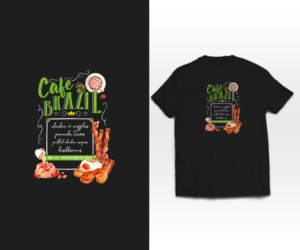 Cafe Brazil  Chalkboard Design T-Shirt | T-shirt Design by Luniere Designs