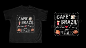 Cafe Brazil  Chalkboard Design T-Shirt | T-shirt Design by el_shekoo7