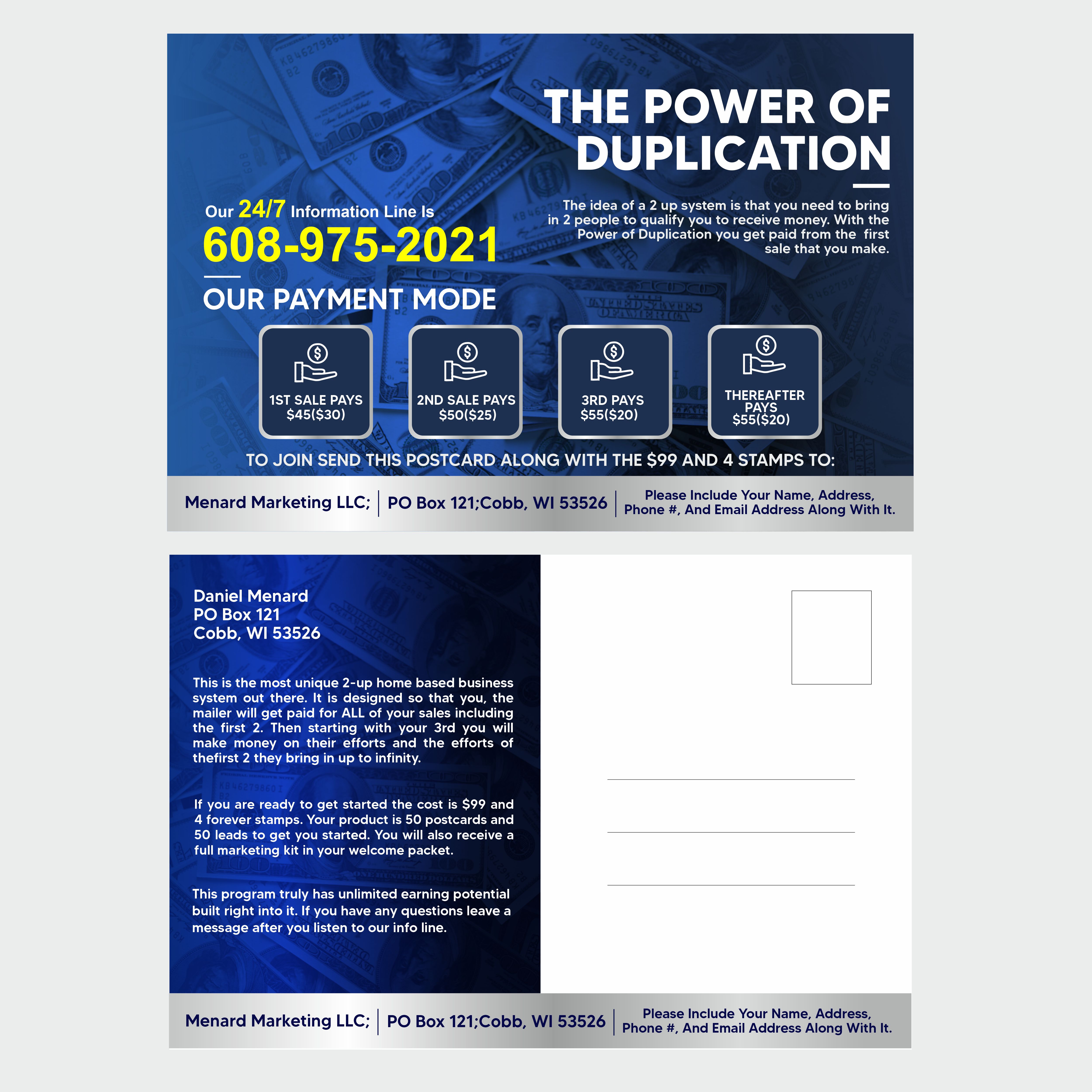 Postcard Design by colourstreak for Menard Marketing LLC | Design #26044094