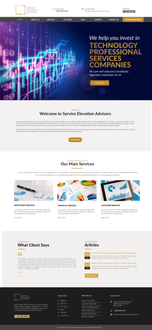Web Design par chandrayaan.creative pour Service Elevation Advisors, LLC | Design : #26095327
