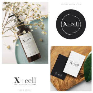 X+cell, with pure medical skincare underneath | Logo Design by DominicDesign