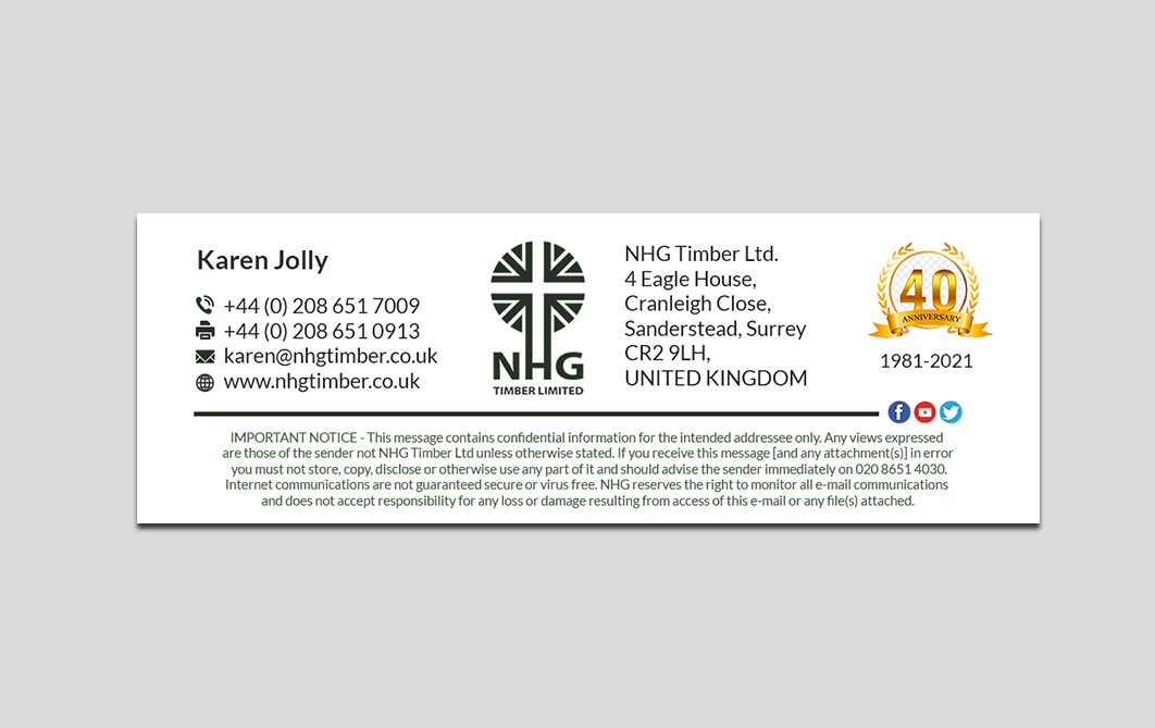 Business Card Design by Creations Box 2015 for NHG Timber Ltd | Design #26074782