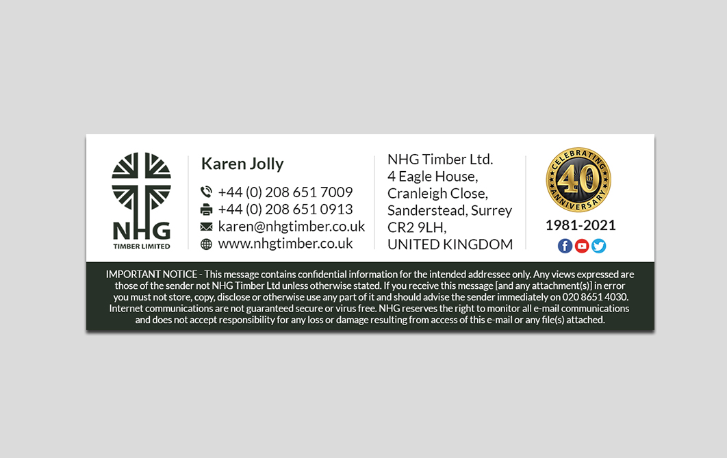 Business Card Design by Creations Box 2015 for NHG Timber Ltd | Design #26074787