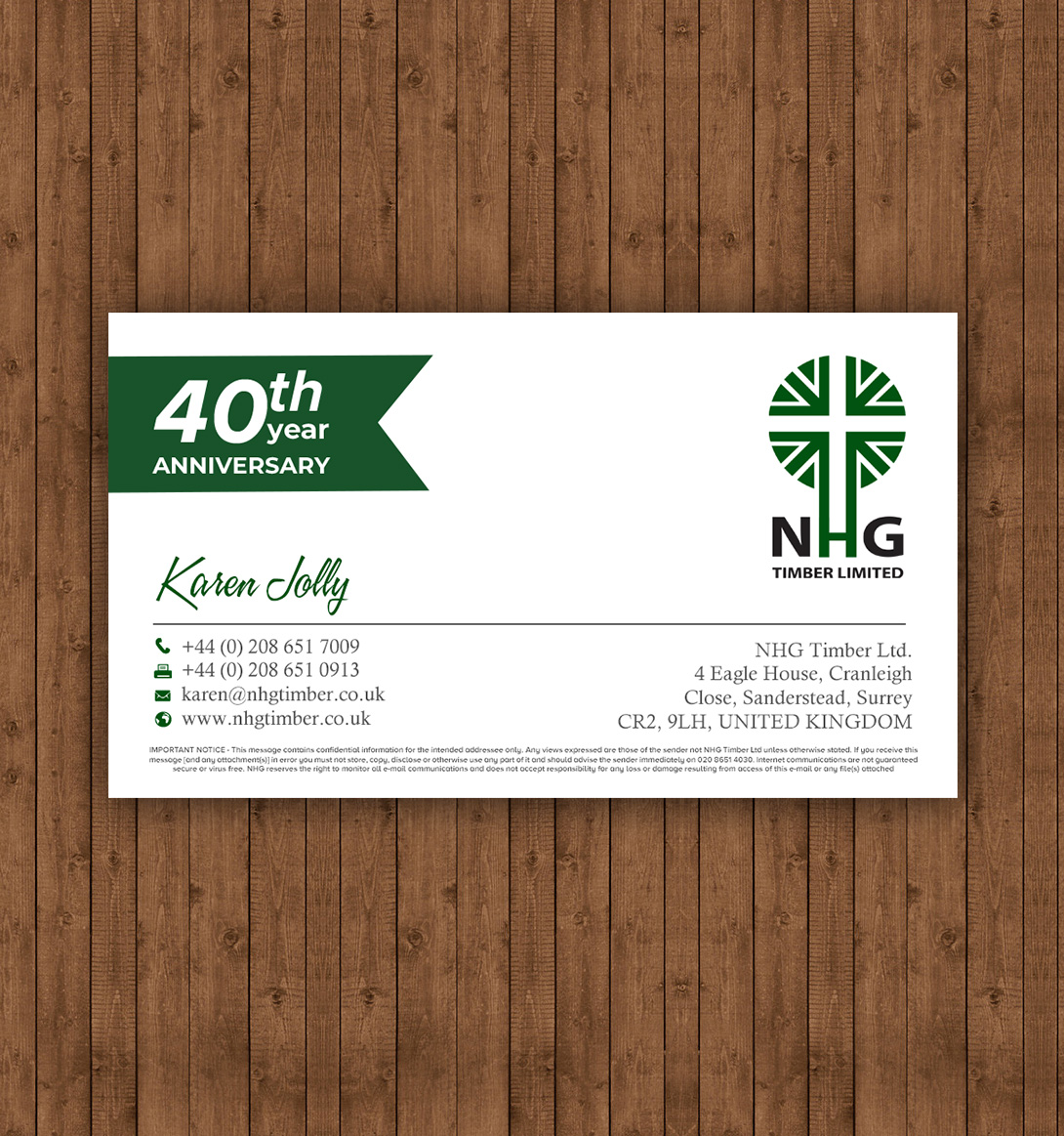 Design de Carte de Visite par chandrayaan.creative pour NHG Timber Ltd | Design #26066337