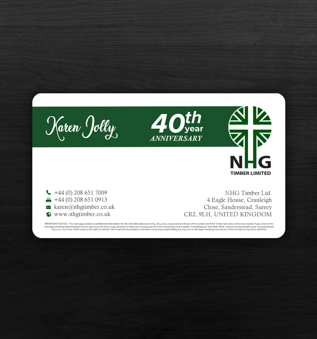 Visitenkarten-Design von chandrayaan.creative für NHG Timber Ltd | Design #26066338