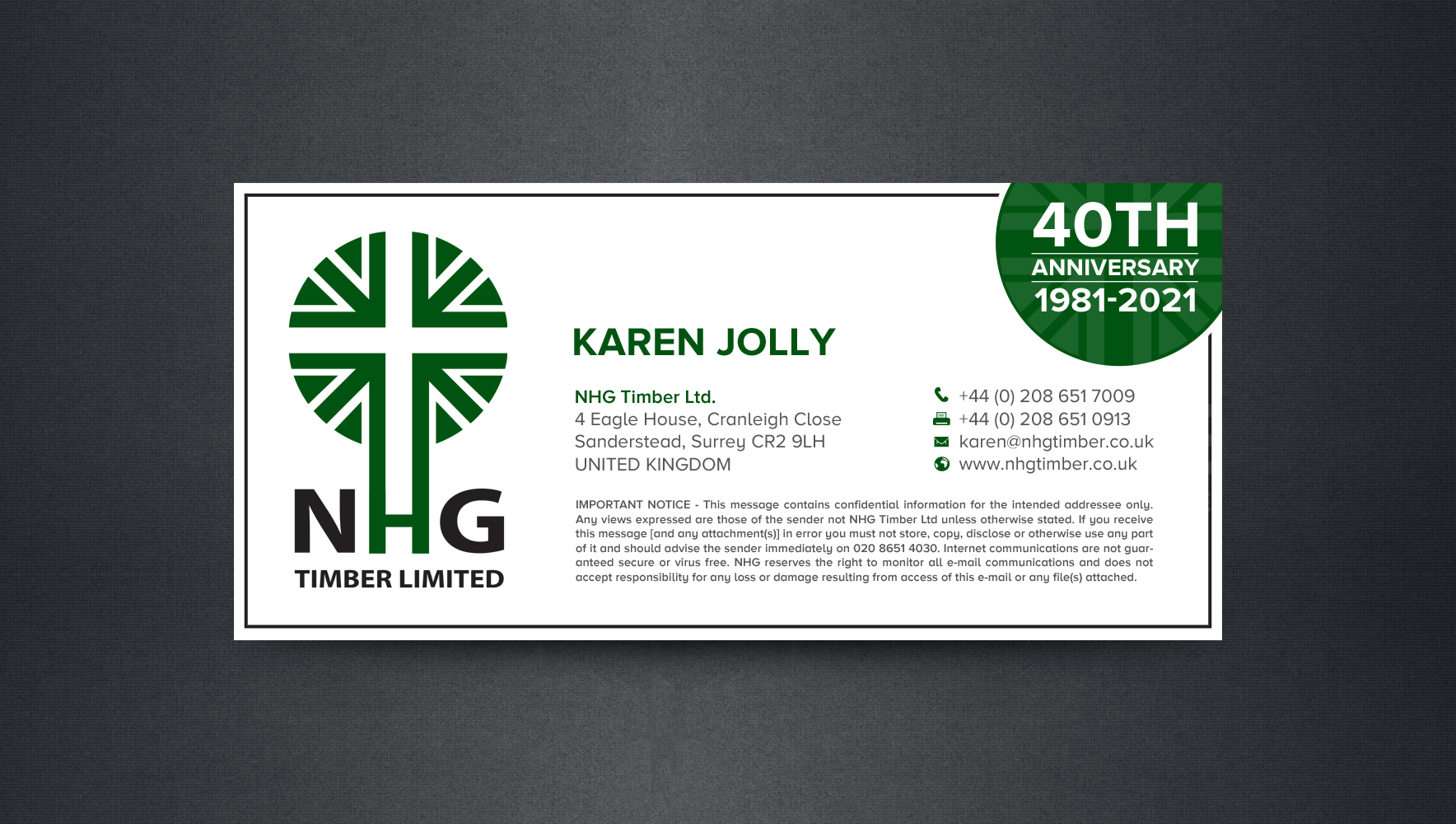 Business Card Design by chandrayaan.creative for NHG Timber Ltd | Design #26067519