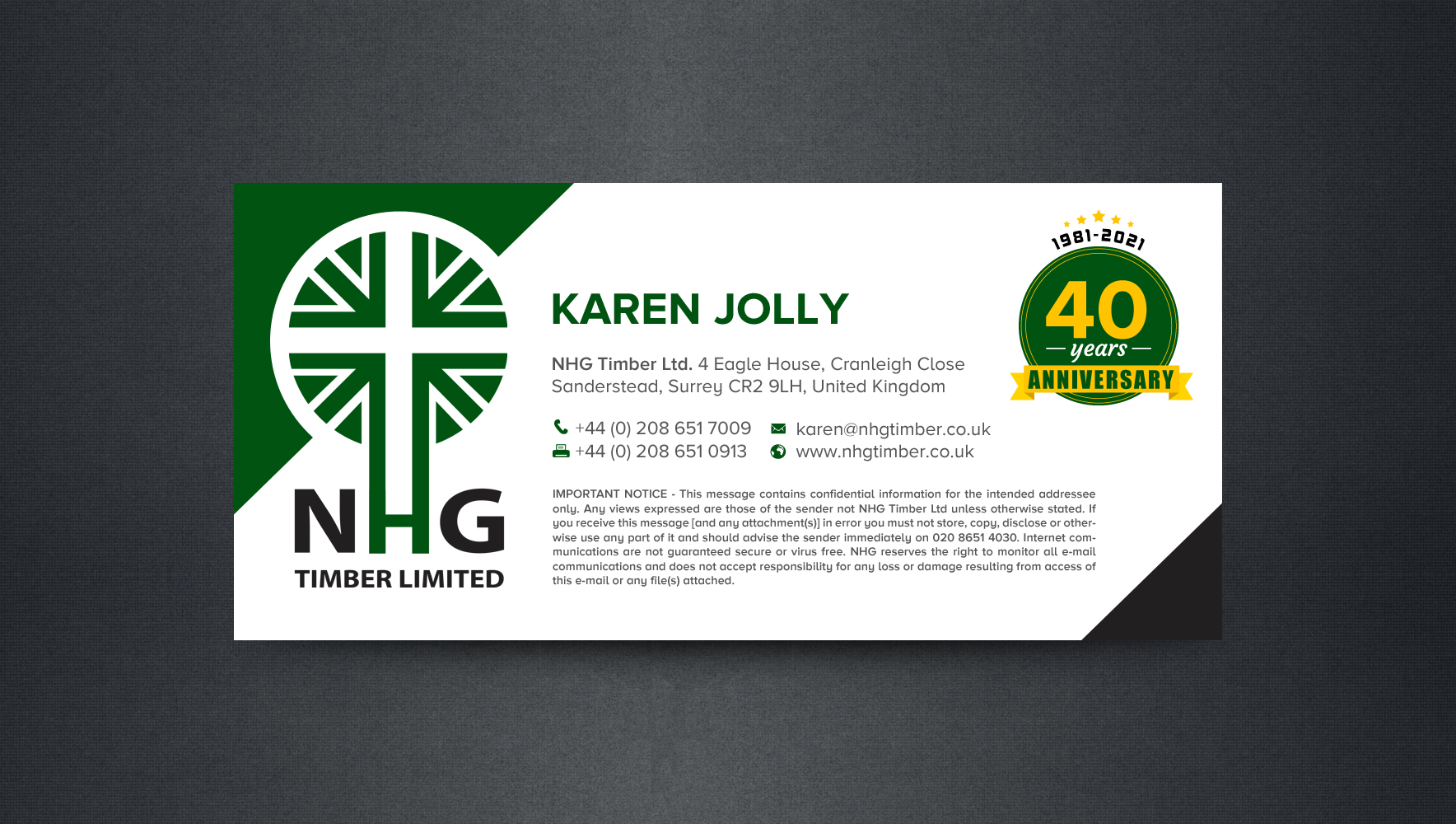 Design de Carte de Visite par chandrayaan.creative pour NHG Timber Ltd | Design #26067520