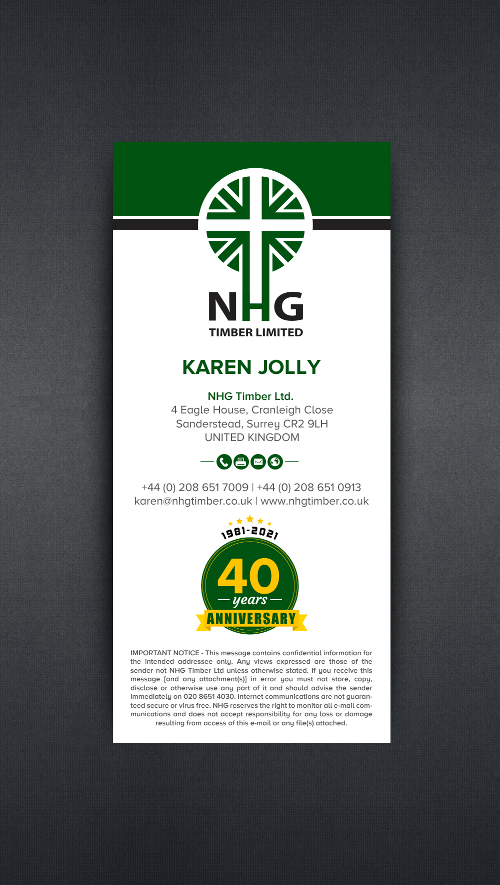 Business Card Design by chandrayaan.creative for NHG Timber Ltd | Design #26067522