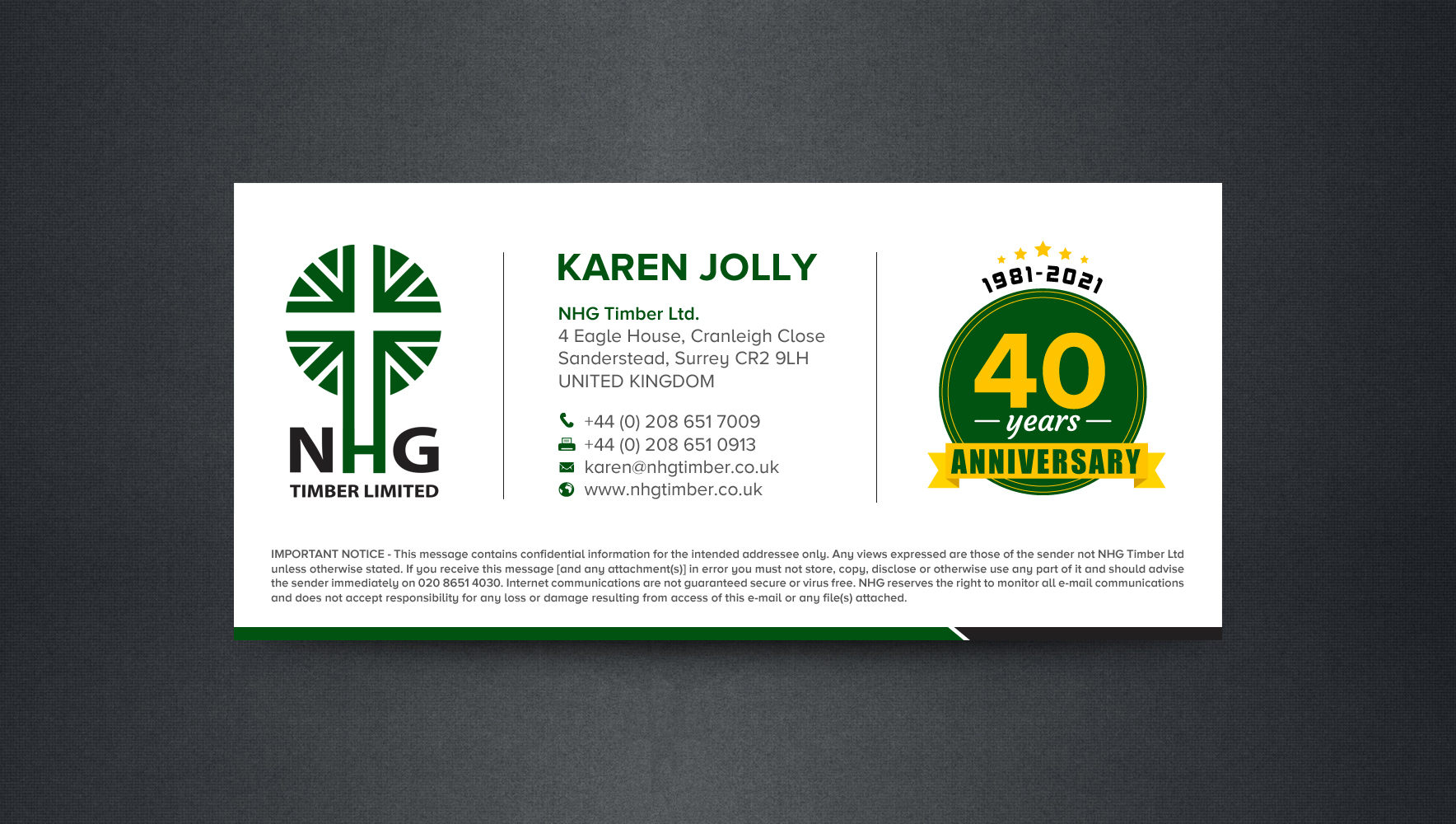 Business Card Design by chandrayaan.creative for NHG Timber Ltd | Design #26067524