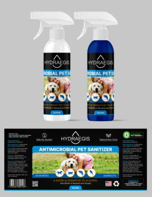Hydraegis, a Pet Sanitizer using a non alcohol product | Diseño de Etiqueta por SAI DESIGNS