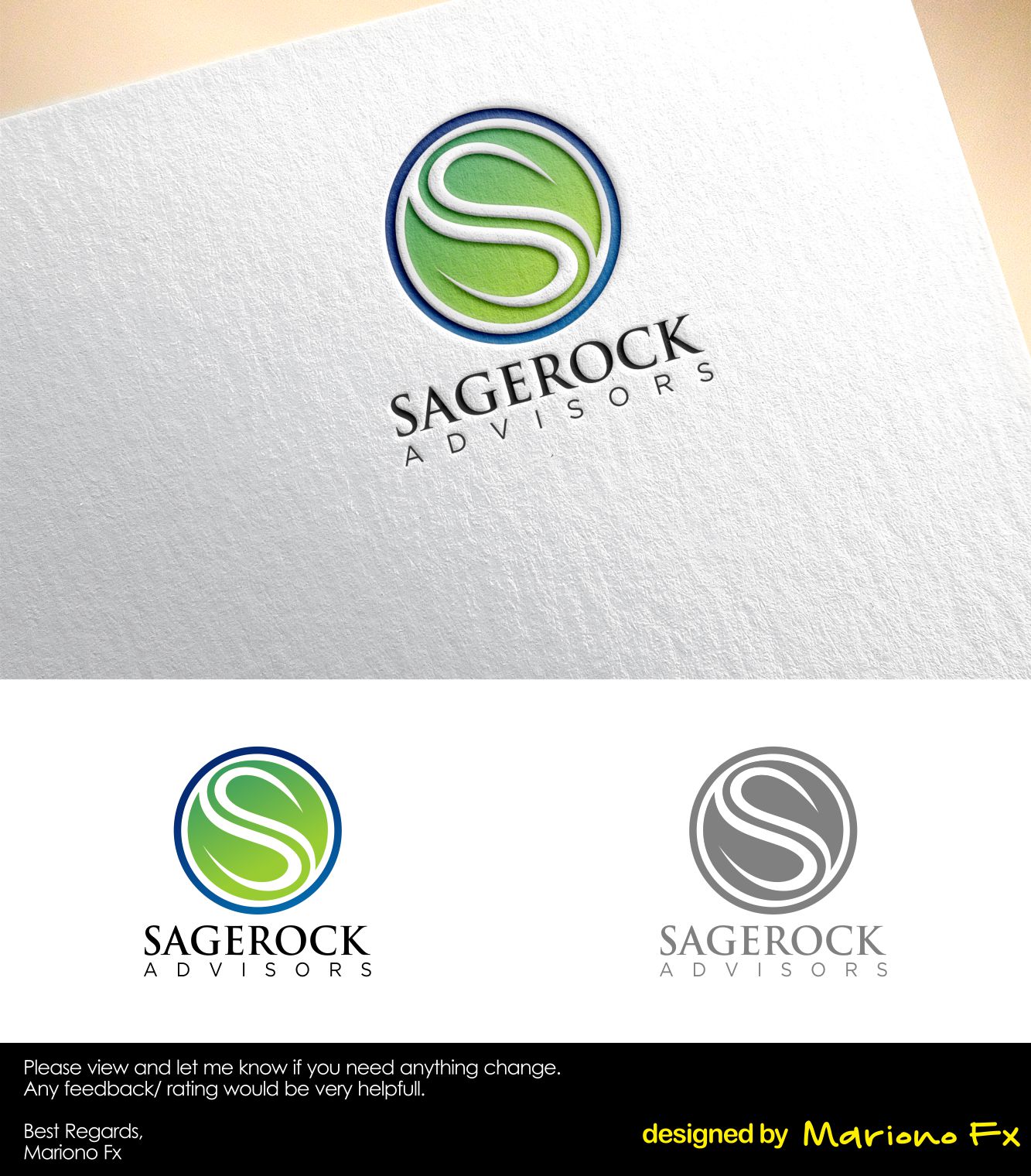 Logo Design by Mariono Fx for Sagerock Advisors | Design #26079957