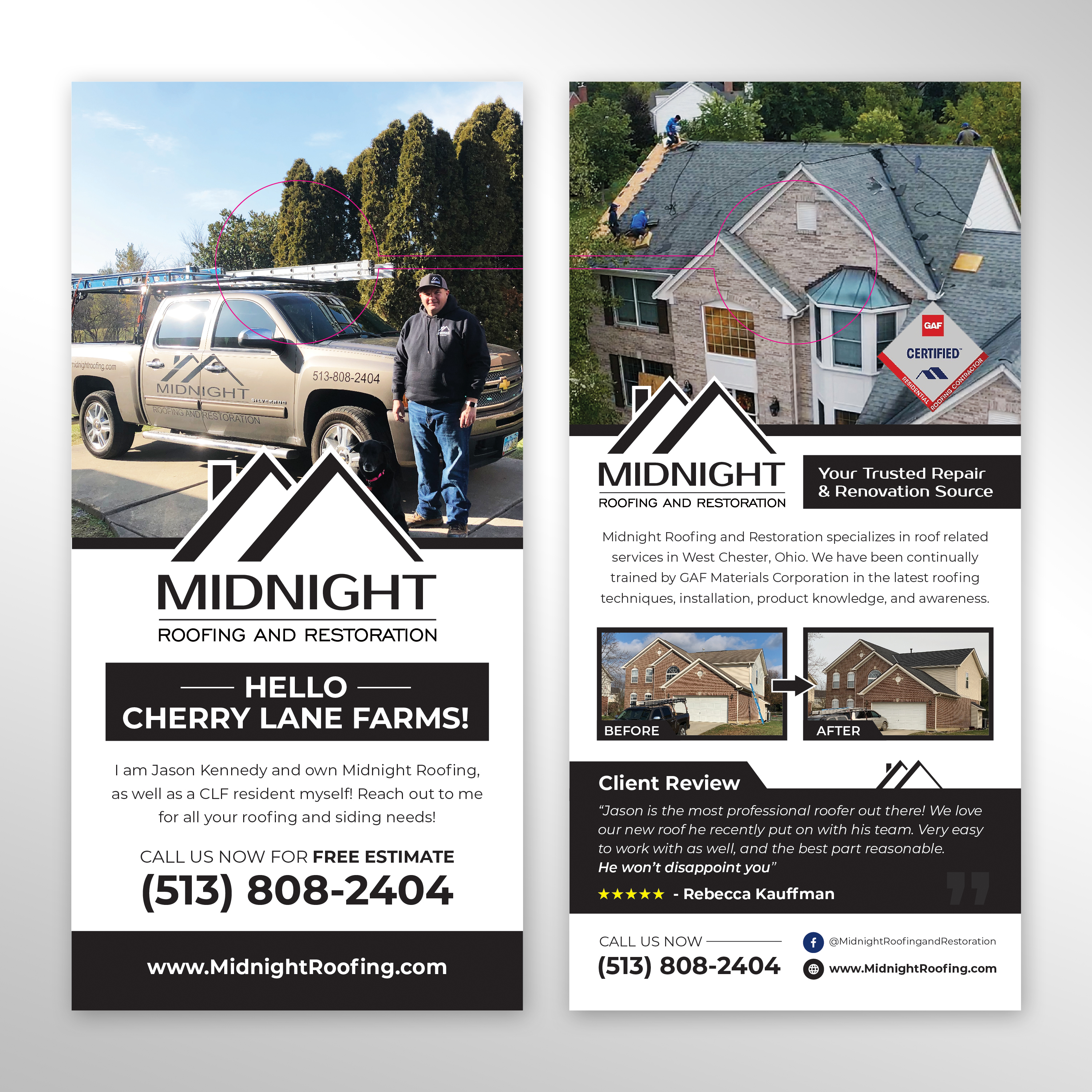 Flyer Design by sun_design for Midnight Roofing and Restoration LLC  | Design #26091790