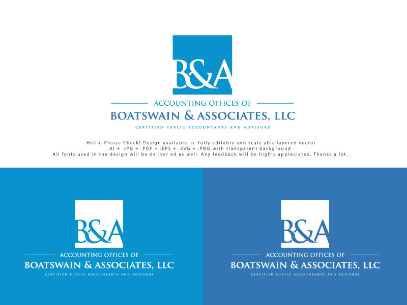 Logo Design by Pro_DesignMaster for Accounting Offices of Boatswain & Associates, LLC | Design #26219923