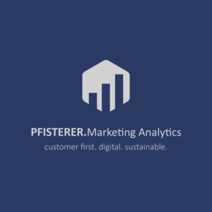 Firmenname: PFISTERER. Marketing Analytics Slogan: customer first. digital. nachhaltig. | Logo Design by Dejan Gmizovic