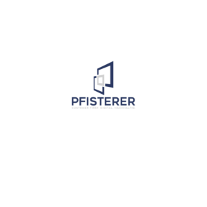 Firmenname: PFISTERER. Marketing Analytics Slogan: customer first. digital. nachhaltig. | Logo Design by DesignDUO