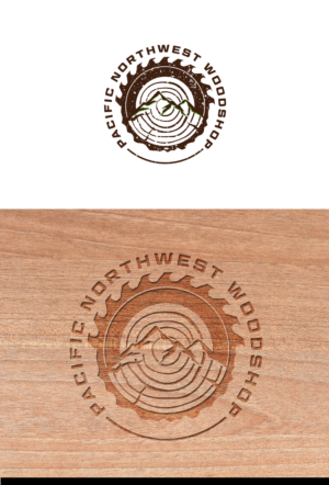 Pacific NW Woodshop or Pacific Northwest Woodshop | Logo Design by Knockout