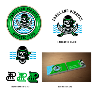 Options: #1 Parkland Pirates Aquatic Club,  #2 Parkland Pirates, #3 maybe nothing | Diseño de Logo por El Yisk 2