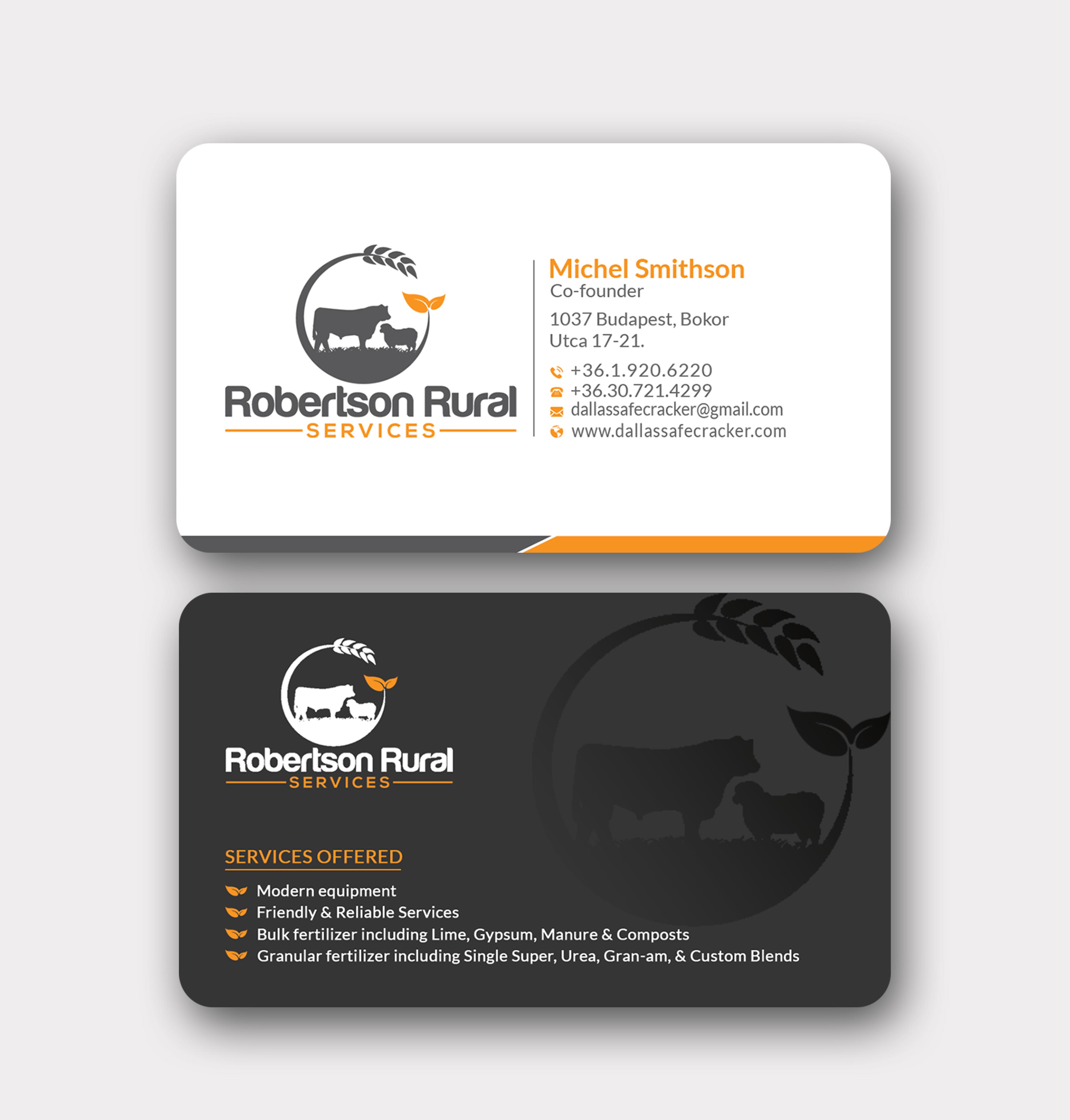 Diseño de Tarjeta de Presentación por MD SHORIF UDDIN para Robertson Rural Services | Diseño #26088592